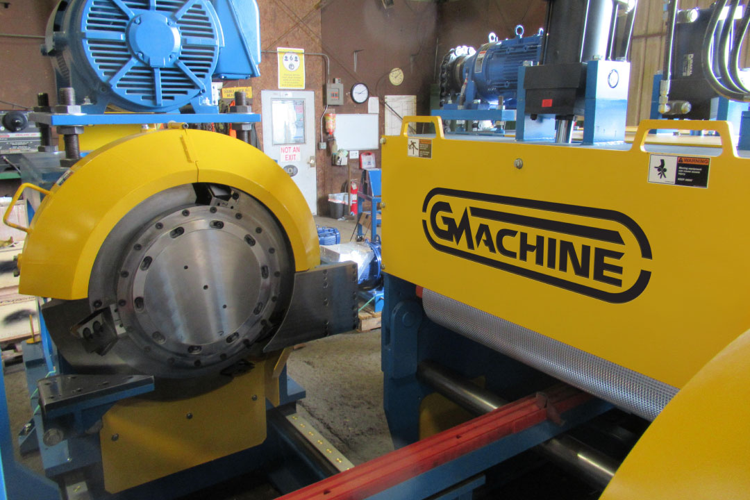 G Machine Company canter and gang system assembly at JD Rinaldi Fabricators manufacturing facility.