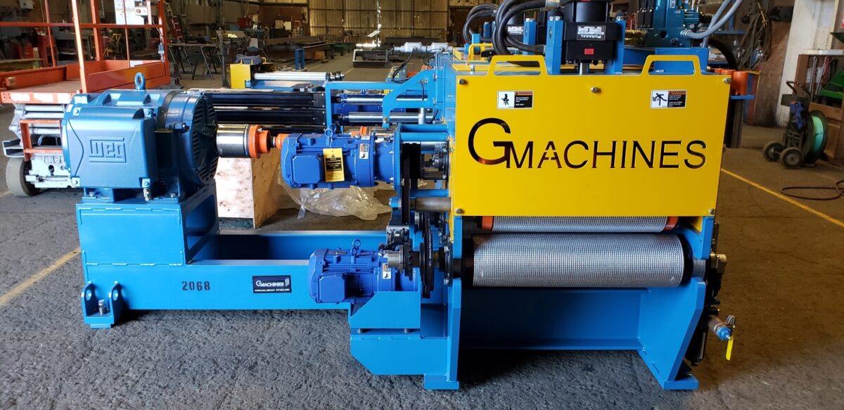 G Machine Company linear edger assembly at JD Rinaldi Fabricators manufacturing facility.